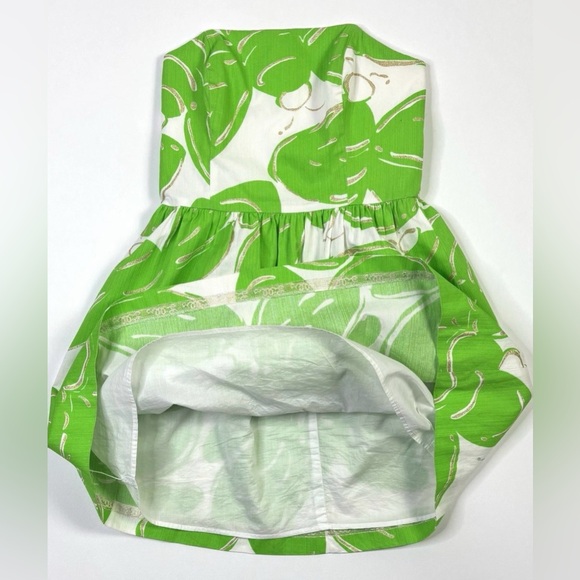 Lilly Pulitzer Dress Women’s 4 Mini Green White Leaf Print Zip - Picture 10 of 11
